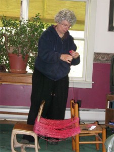 winding a ball of yarn