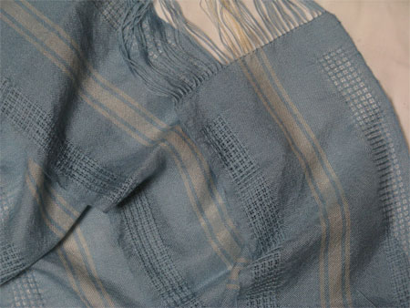 handwoven blue and cream lace cashmere scarves with silk