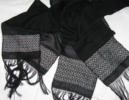 handwoven cashmere silk scarves, overshot