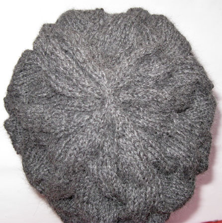 knitted lama hat, top view