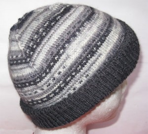 reversible hat, side view