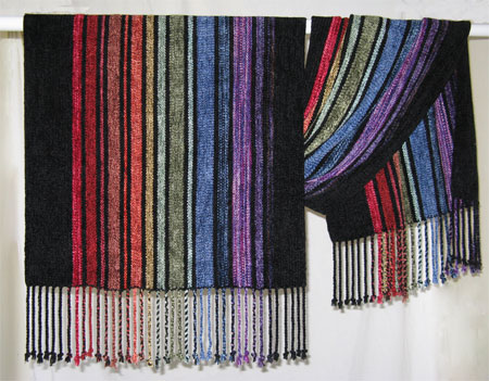 rainbow shawl on bar