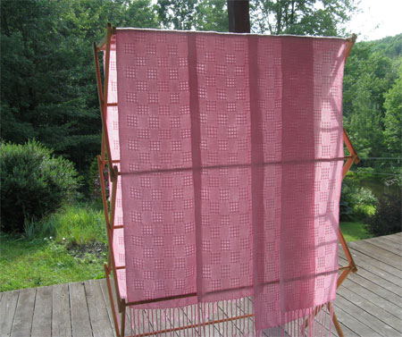 handwoven pink rayon lace scarves