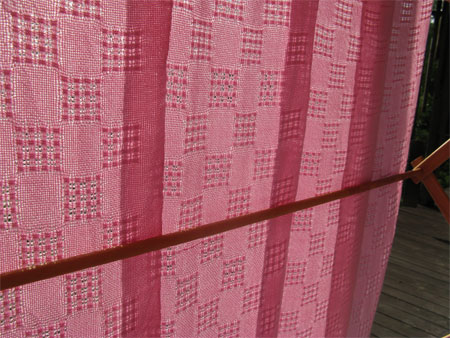 handwoven rayon pink lace closeup