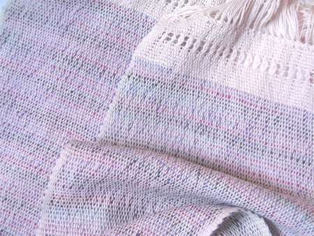 handwoven baby alpaca scarf with Snow White weft