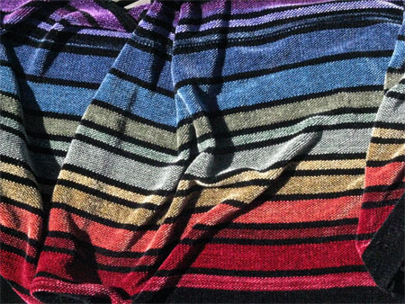 handwoven shawls, rayon chenille rainbows