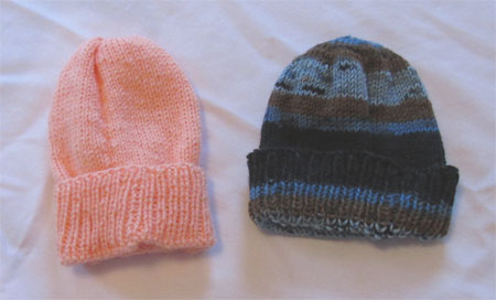 hand knit baby hats