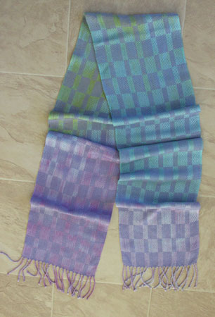 hand painted rayon, periwinkle weft