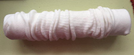 socks scrunched on PVC