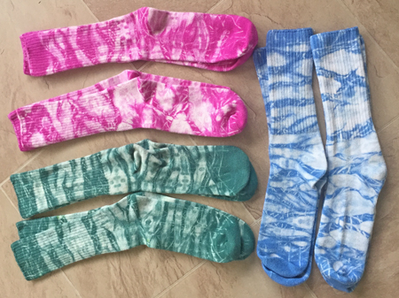 6 pair shibori-dyed socks