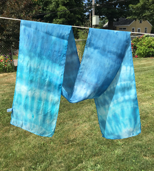 folded and ice dyed silk scarf