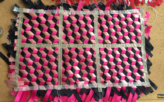 triaxial weaving sewn in preparation for cutting