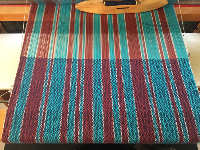 Fibonacci striped towels on the loom