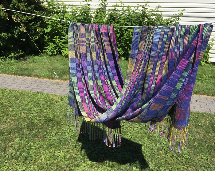 handwoven silk shawl, paint 2, twilight weft, twill