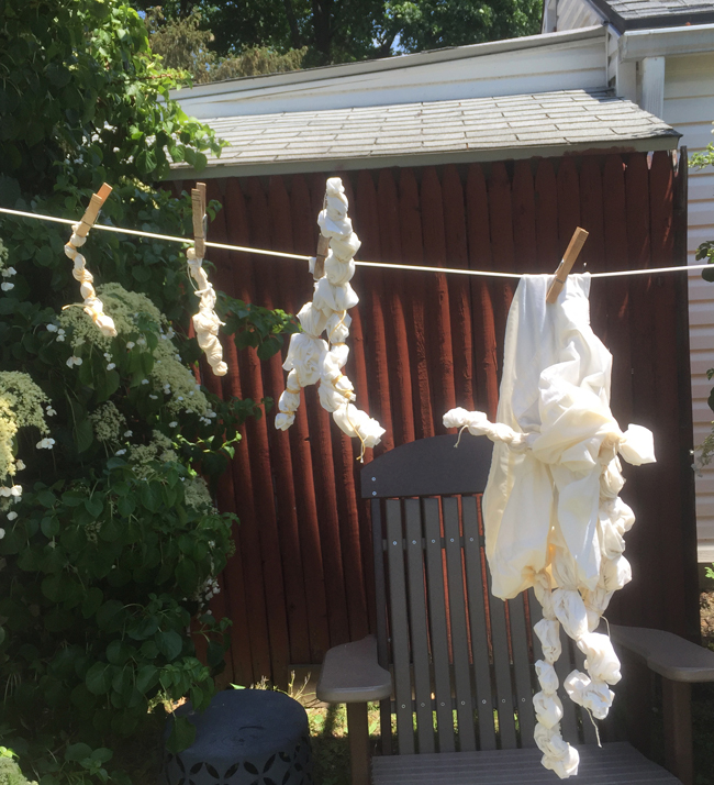 tied fabric for testing geode dyeing