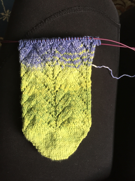 knitting with my hand painted sock blank