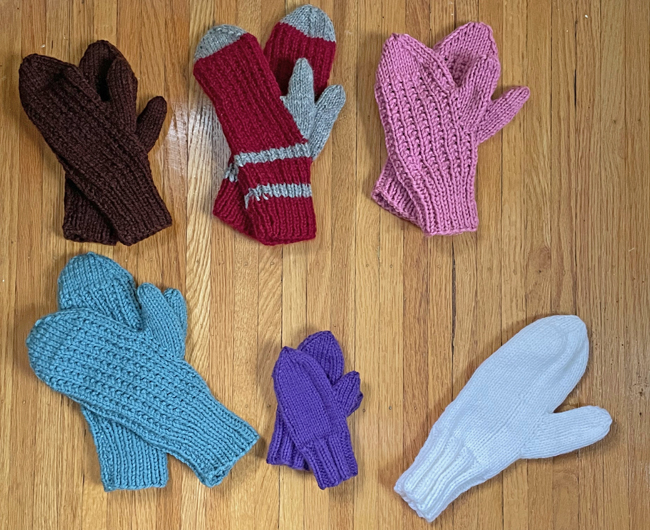 knit mittens to donate
