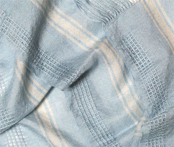 blue & cream cashmere silk handwoven scarf