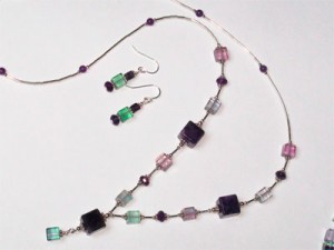 Fluorite & Amethyst Necklace & Earrings