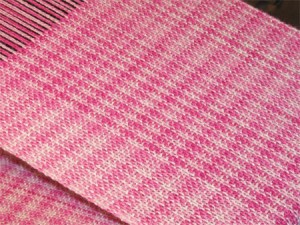 pink handwoven scarf