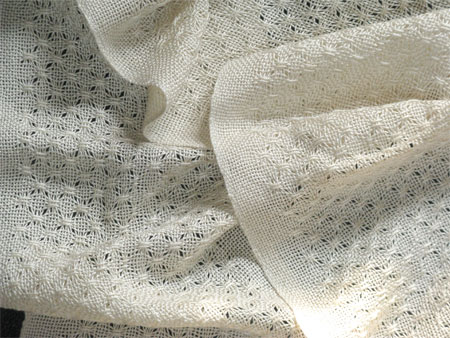handwoven lace scarf, eggshell