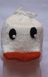 knitted duck hat