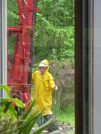 rain doesn't stop the drilling