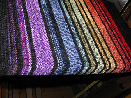 handwoven rayon chenille Rainbow shawls