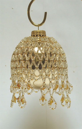 silver on gold Victorian Christmas ornament