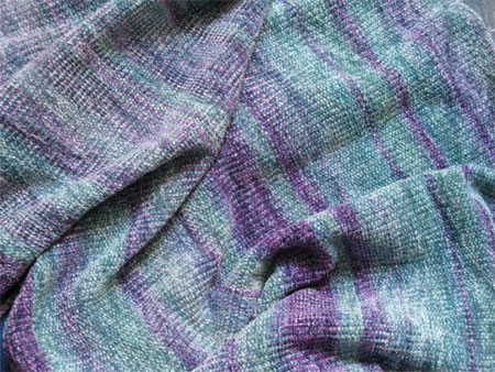 handwoven rayon chenille shawl, Frost