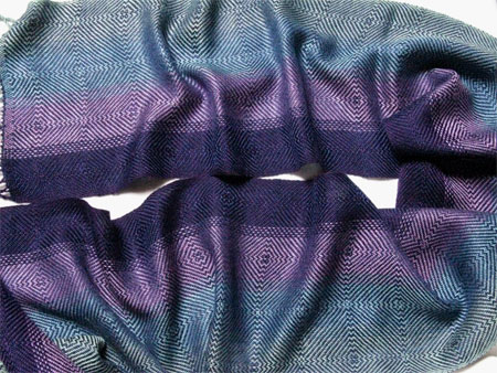 handwoven color blending scarf, navy