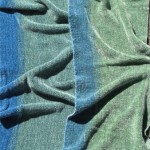 handwoven rayon chenille scarf in blue and green