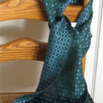 green & azure spots handwoven scarf