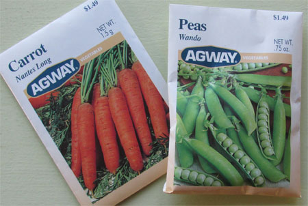 carrots & peas seed packets