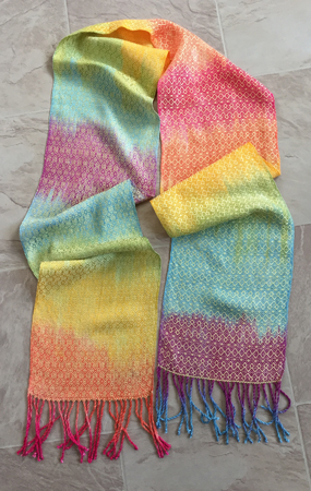 handpainted yellow rainbow scarf