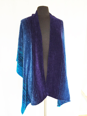 Midnight Peacock shawl, seamed, front