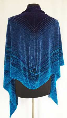 Midnight Peacock shawl, seamed, back