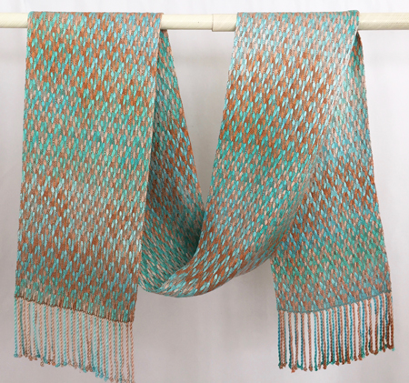 terra cotta turquoise scarf draped