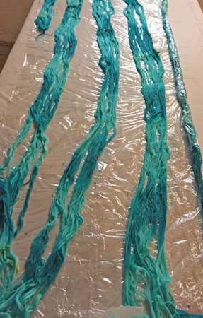 turquoise yarn painted