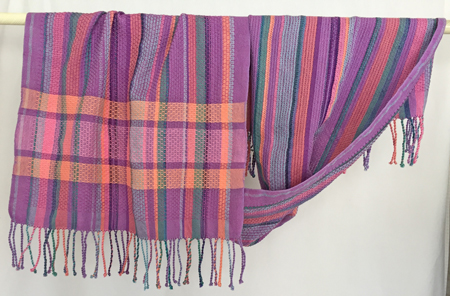 handwoven Happy shawl, flat