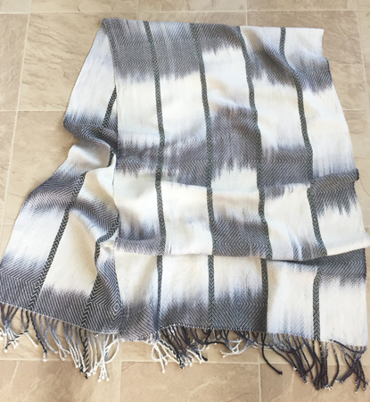 hand painted black and white shawl