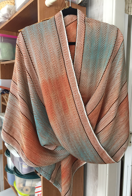 handwoven coral & turquoise mobius