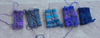 5 knit swatches