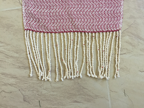 closeup of fringe with seed beads