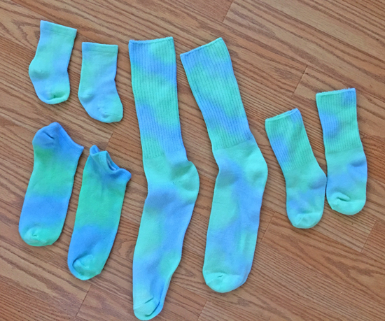hand painted blue and green socks
