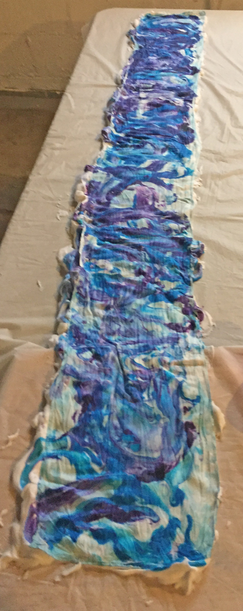 silk scarf on top of marbled shaving cream