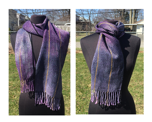handwoven Black Irises scarf