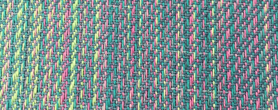 closeup of RD gems warp on loom
