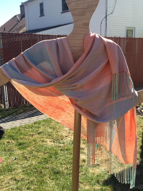 handwoven silk Flamingo wrap