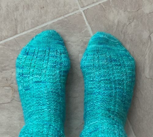 turquoise hand knit socks
